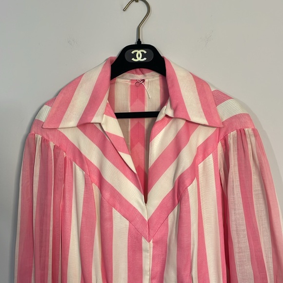 One of a kind, vintage pink and white striped dress, slip Size 4-6. ๐ - Picture 3 of 11